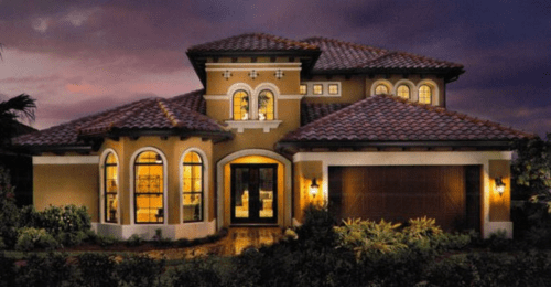 Twin Eagles Home at Night, Naples, FL